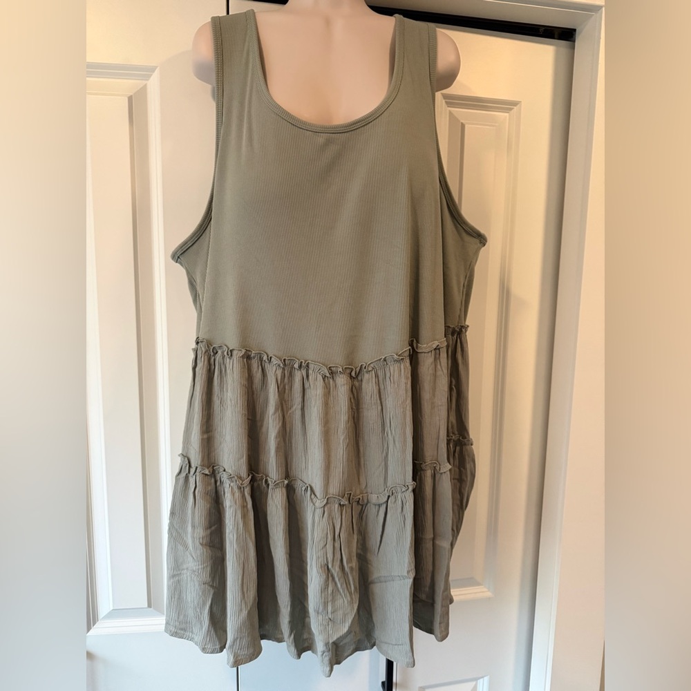 Wallflower moss green ruffle dress sundress romper 3X new